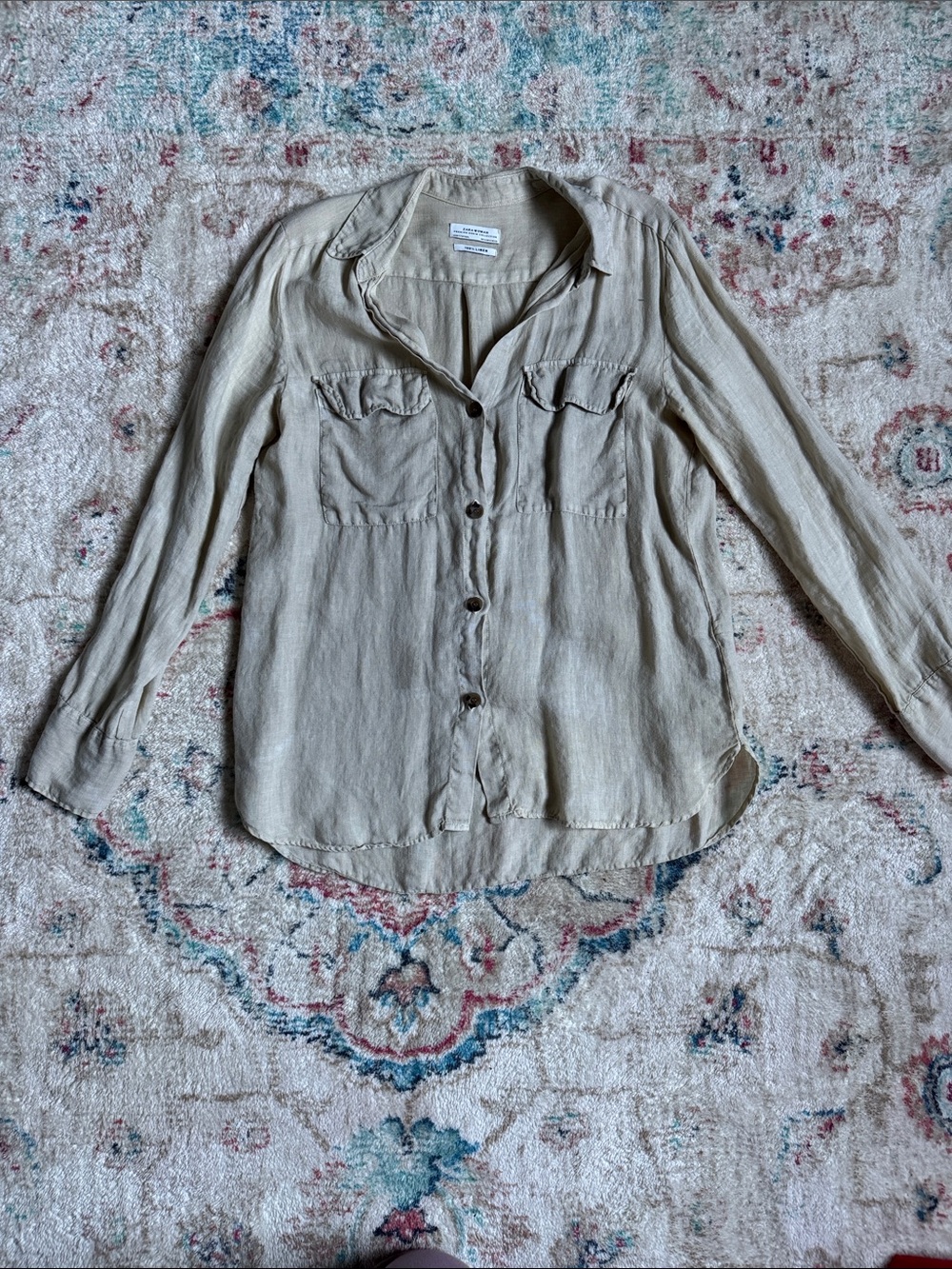 Zara Beige Button-Front Women's Shirt